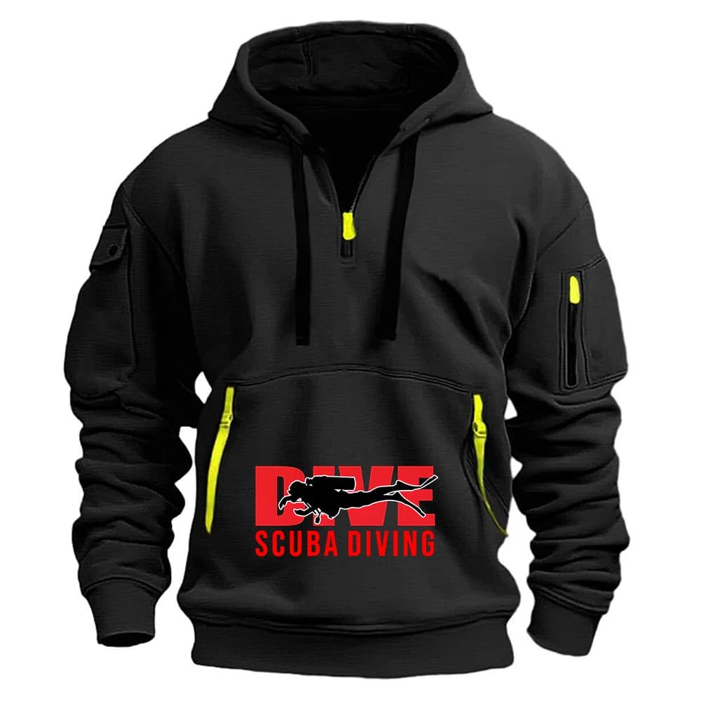 Cappotto con cappuccio premium confortevole e delicato sulla pelle con stampa del logo Scuba Diving Diver, maglietta anti-collisione High Street, felpe alla moda