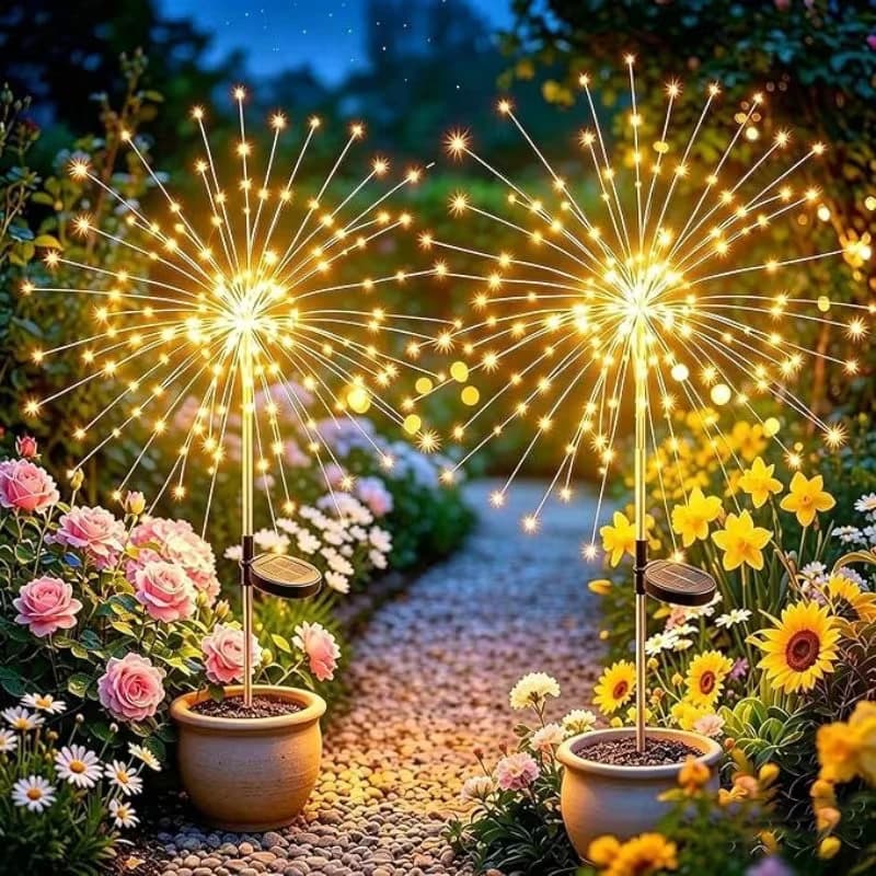 Outside Decorations Light Solar Dandelion Lawn Light Garden Firework Lights Waterproof Lights Sparkles Landscape Fairy Lights
