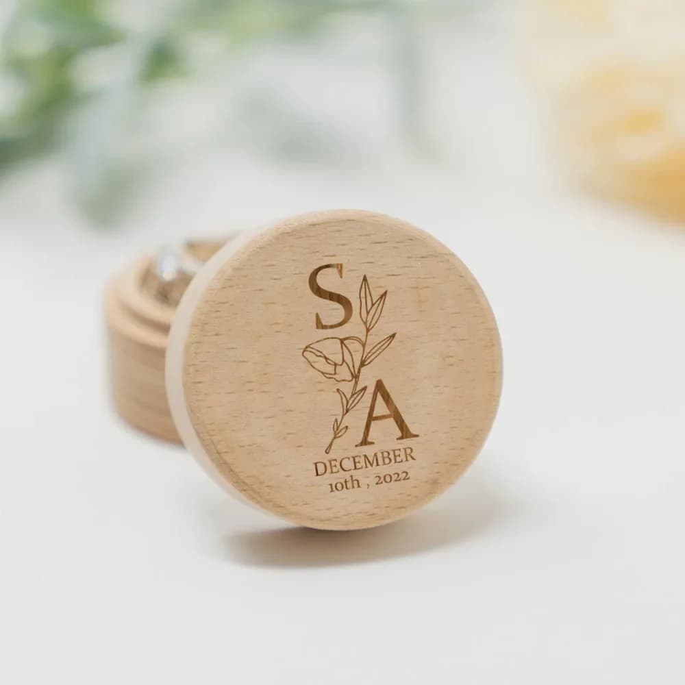 Scatola per fedi nuziali personalizzata Cuscino per anelli ricordo Porta anelli in legno Proposta Portagioie per fidanzamento di San Valentino