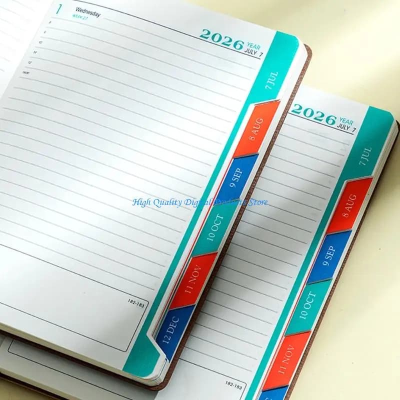 U2JE 2026 Daily Journal 360 Pages Lined PU Leather Day Planner Academic Planner with Colorful Monthly Tabs For Scheduling