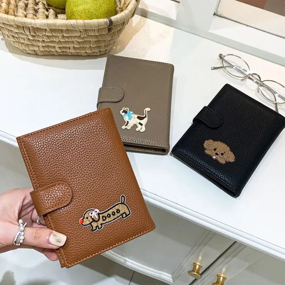 Portacarte in PU, Borsa per Passaporto, Custodia per Passaporto, Portafoglio da Viaggio per Check-in Aereo, Porta Biglietti Multifunzionale, Pochette Pieghevole da Donna