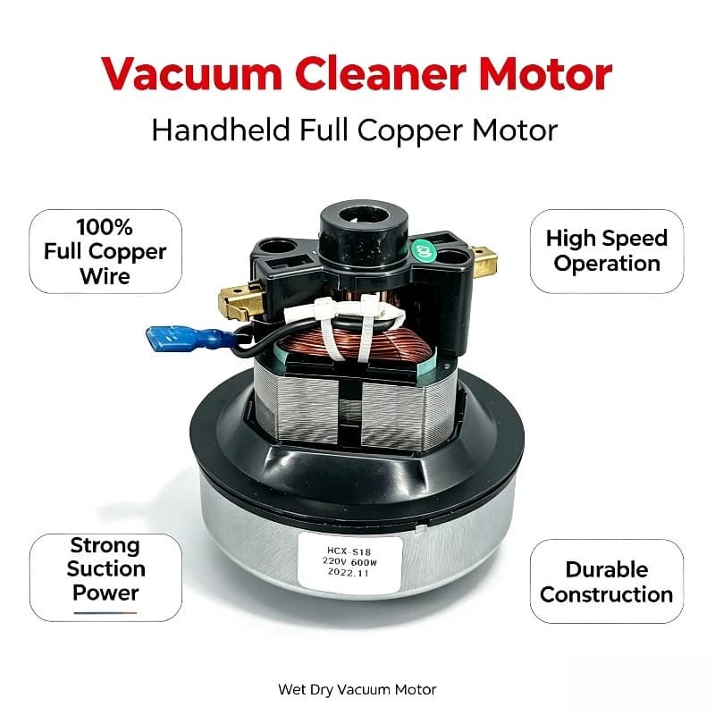 1000W All Copper Vacuum Cleaner Motor, Low Noise Powerful Suction Handheld Replacement Motor for Household Wet & Dry Vacuum