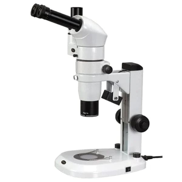 Microscopio stereo trinoculare AmScope Zoom 8X-65X su cavalletto + obiettivo principale comune (CMO)