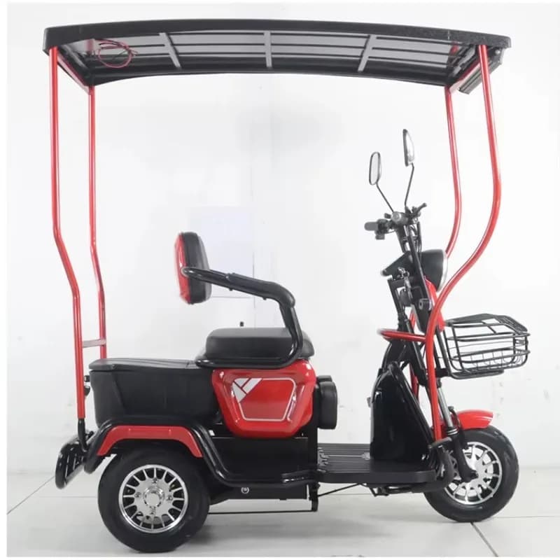 Grande triciclo elettrico solare Scooter elettrico a 3 ruote con pannelli solari per triciclo aperto da carico passeggeri 60v