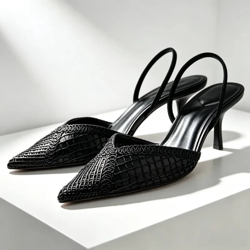 Women's net braided heel Sandals sexy toe Back strap High heels Comfortable and elegant shoes signed for women Décolleté