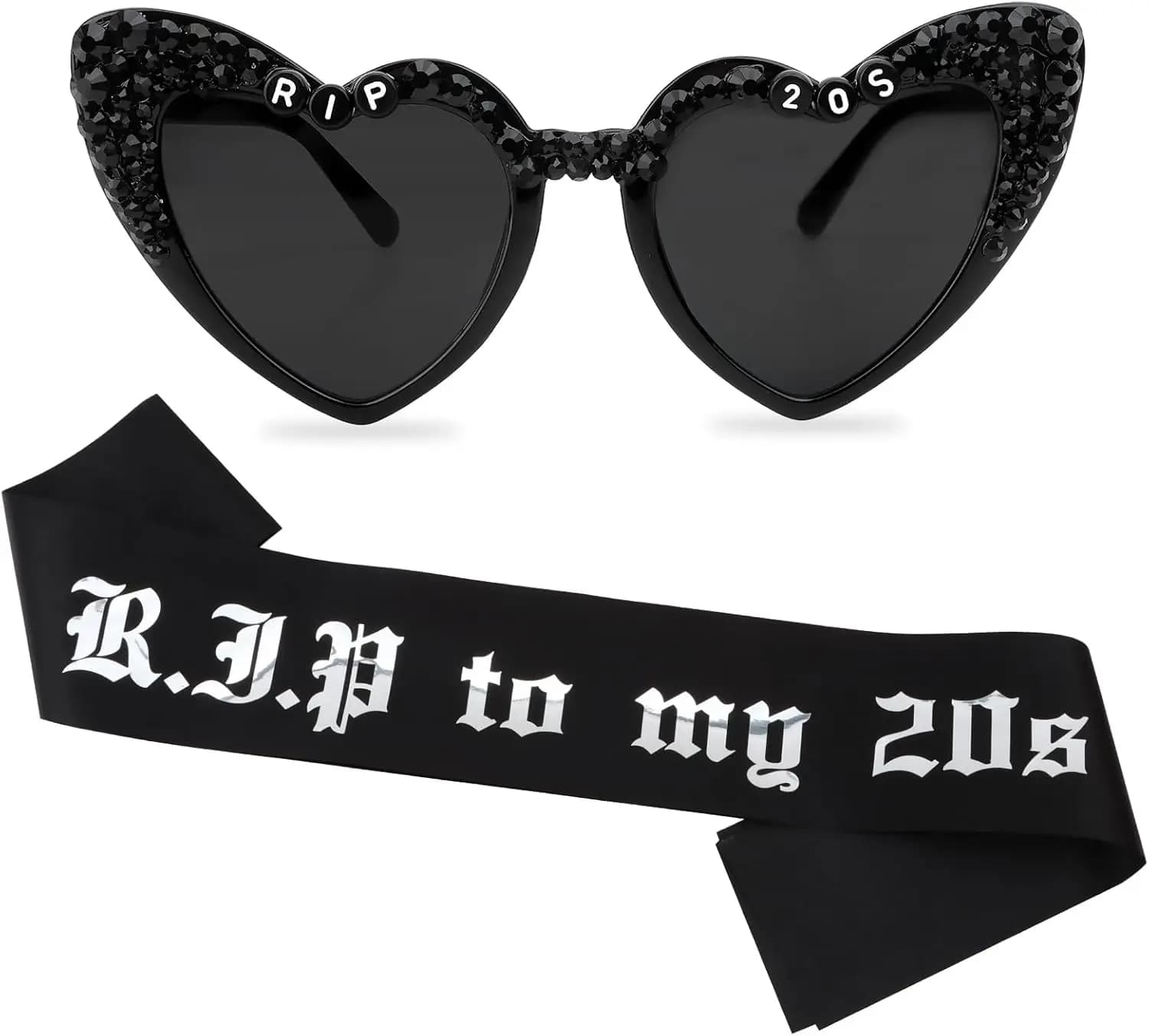 2pcs Rip 20s Sunglasses and Birthday Sash for Women 30th Birthday Decorations for Her Gifts Rip To My 20s Birthday Decorations