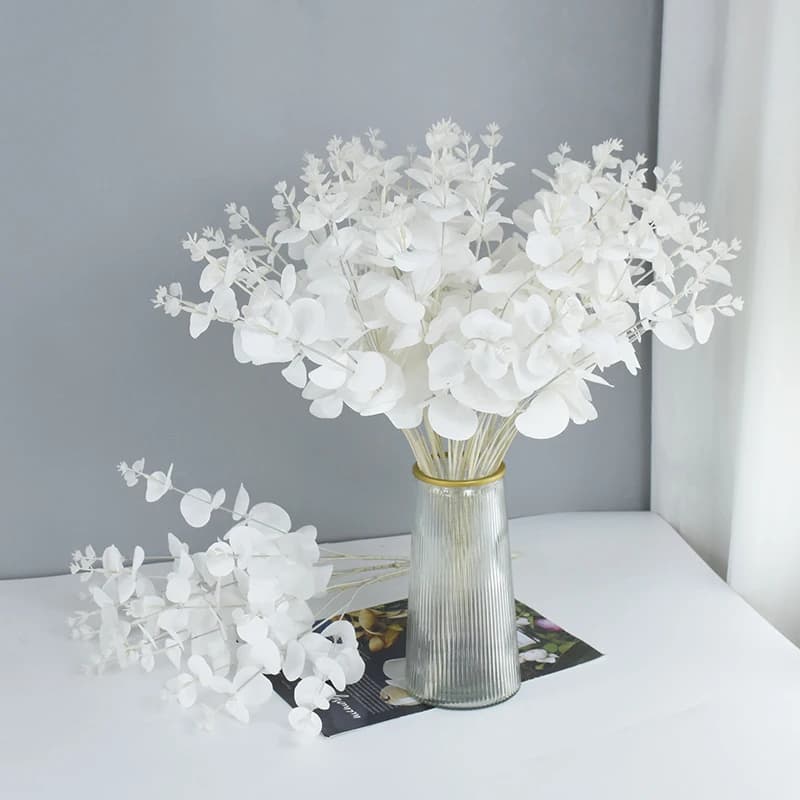 1 bunch of white simulation eucalyptus wedding party hotel scene layout accessories for home decoration DIY props for photos of artificial plants