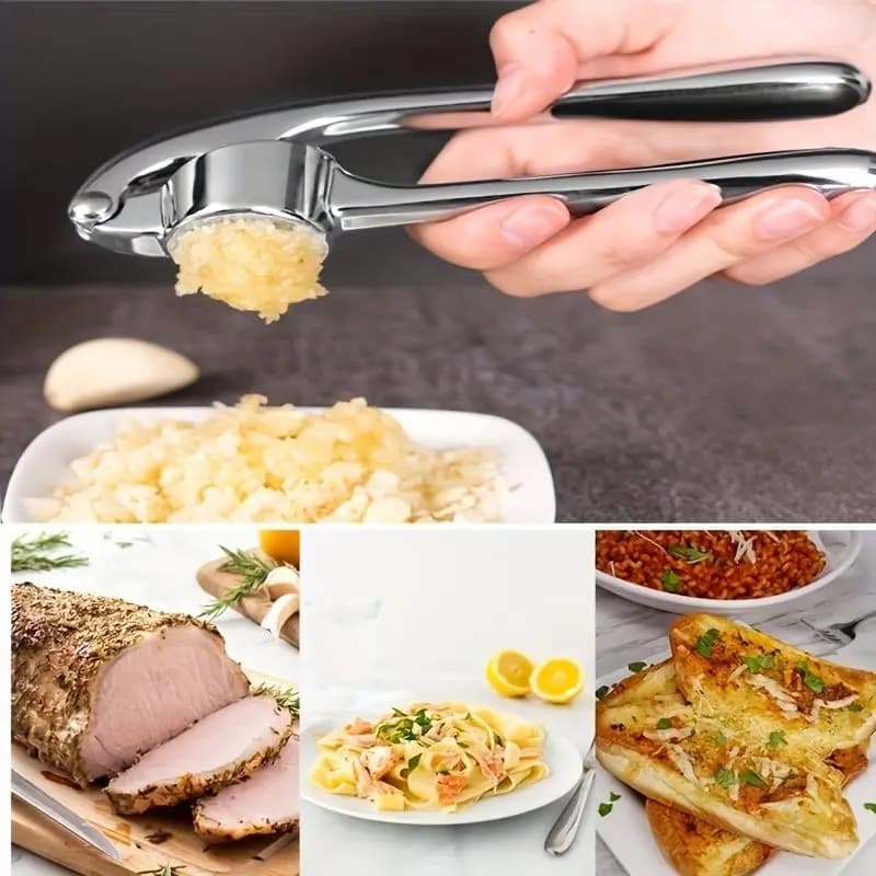 Premium kitchen garlic press set - Professional tool for chopping anti-rust garlic and dishwasher washable - Easy to squeeze, easy to clean