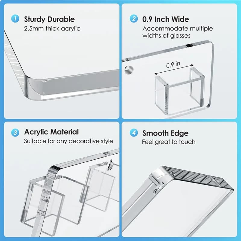 AS94-Sunglasses Organizer 2 Pack, Wall Glasses Holder, Acrylic Sunglasses Display, For Office & Home Decor, Unique Gifts Durable