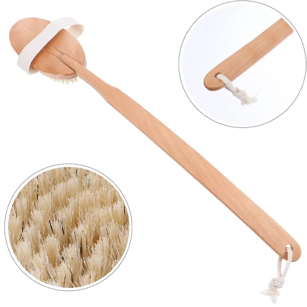 Spazzola da Doccia in Legno Naturale con Manico Lungo e Setole di Cinghiale, Scrubber Durevole per la Pulizia della Schiena, Massaggiatore Esfoliante per il Corpo per il Bagno