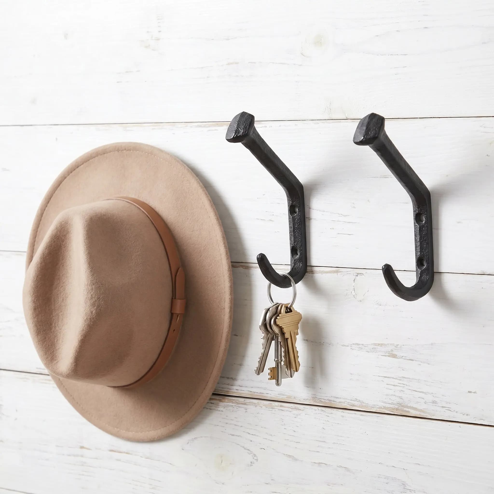 6Pcs Rustic Cast Iron Heavy Duty Wall Mounted Hooks Decorative Coat Hat Bag Scarves Hanging Rack for Entry Kitchen Garden Decor