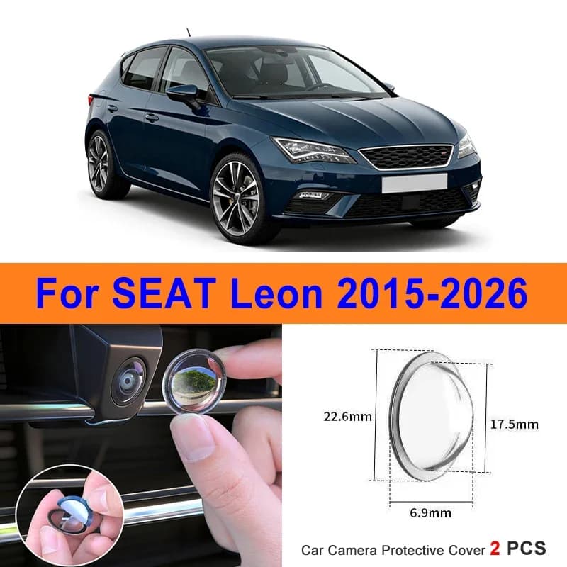 360 Reverse Image Car Camera Cover Anti-Scratch PC Lens Protector Stickers For SEAT Leon 2015-2026 2Pcs