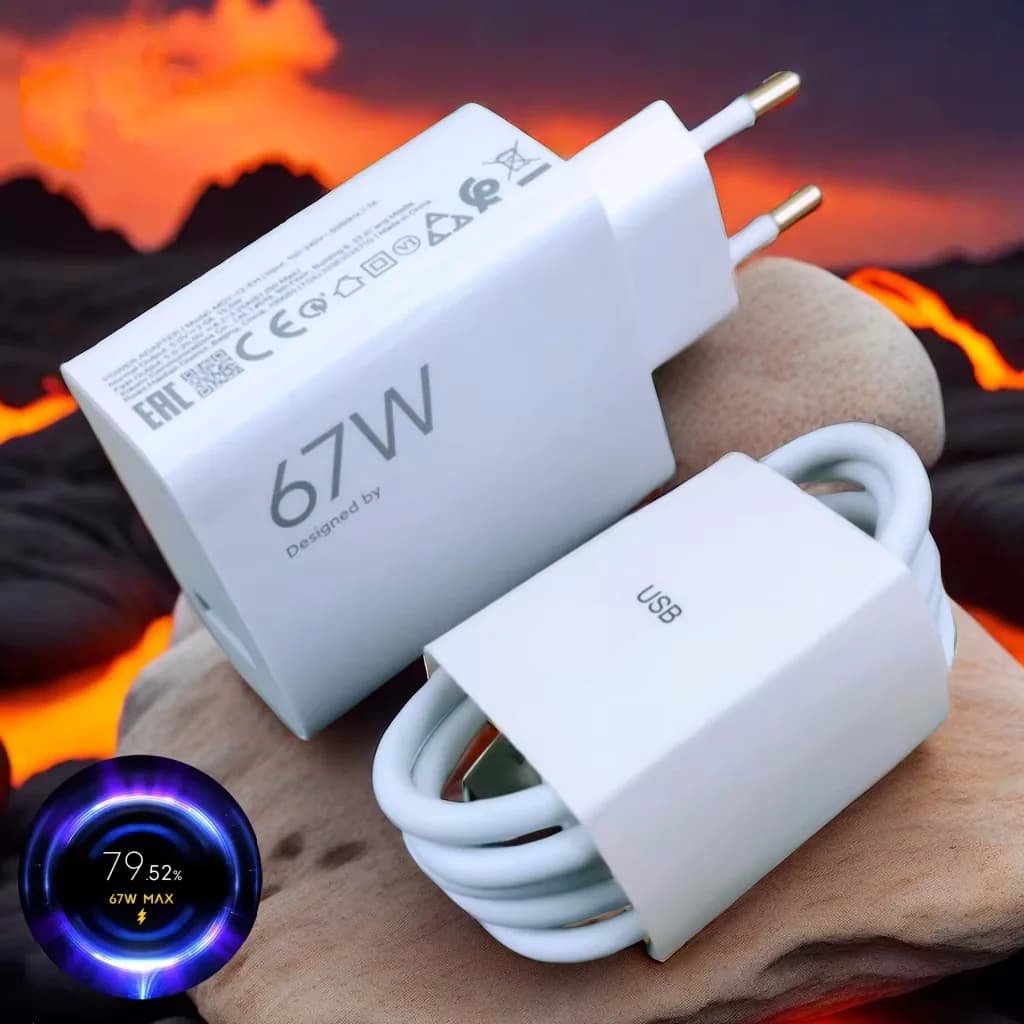 Caricabatterie Originale 67W Turbo Fast Charge EU Gan per Poco X6 Pro X5 F5 Mi 14 13 12s Redmi K60 K50 K60E Telefono Cellulare