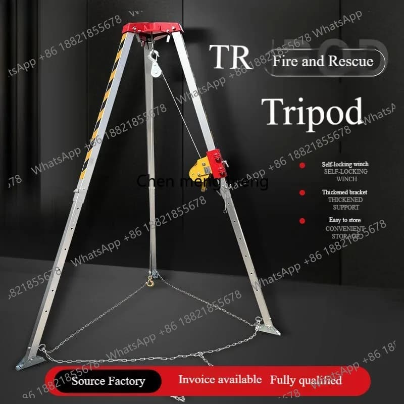 Treppiede Telescopico di Soccorso Antincendio, Sistema di Sollevamento per Pozzi Sotterranei, Treppiede di Sicurezza in Lega di Alluminio con Verricello Manuale
