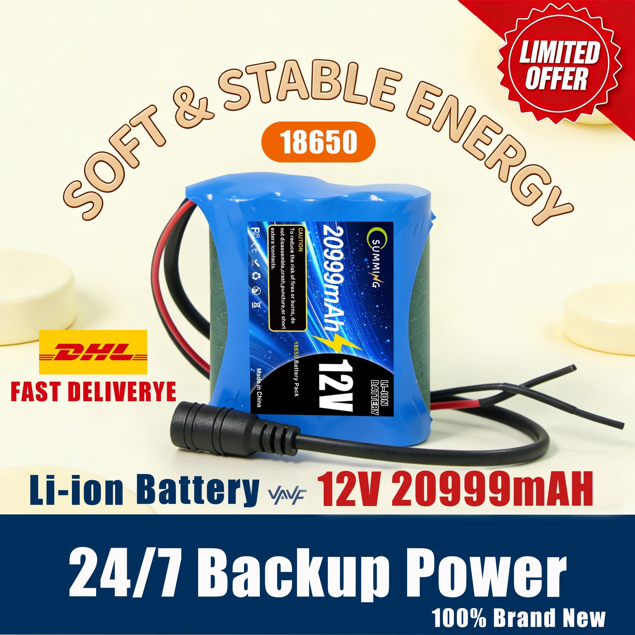 Batteria ai Polimeri di Litio 12V 20Ah 📷 Batteria 12.6V 20000mAh 100% Nuova per Drone RC Super Ricaricabile + Caricabatterie 💽 Set