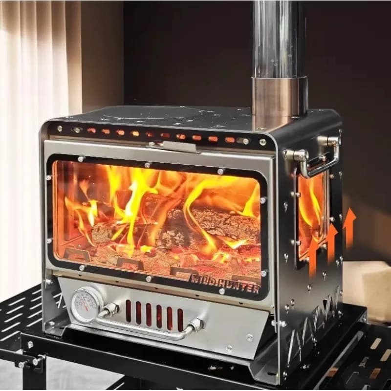 Stufa da Esterno per Picnic, Caminetto in Acciaio Inox, Bruciatore a Pellet Durevole per Cucinare e Riscaldare, Forniture da Campeggio