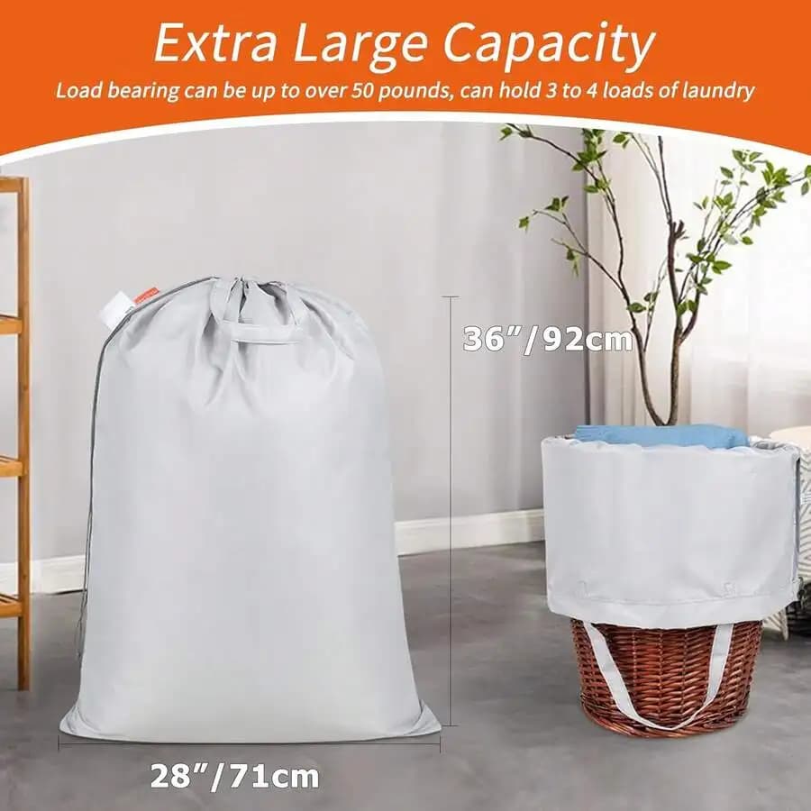 Polecasa 28 X 36 Inches Extra Heavy Duty Large Laundry Bag With Sturdy Handles And Drawstring Closure, Storage Bag For Basket,