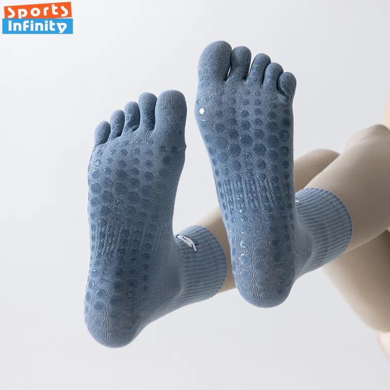 Five Finger Split Toe Yoga Socks Anti Slip Embroideried Puppies Pilates Socks Indoor Dance Aerobics Fitness Sports Socks Women