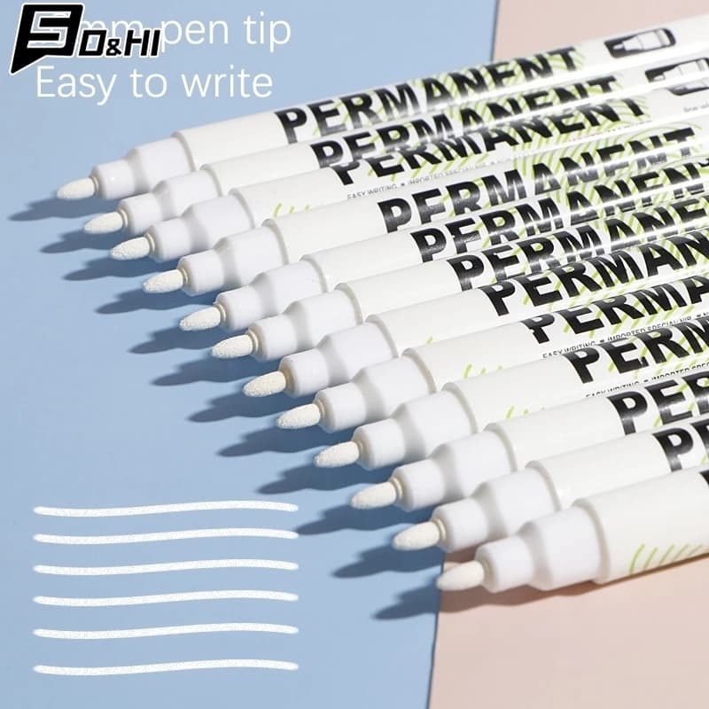 2 pezzi pennarelli indelebili bianchi da 1.0mm pennarello a foro profondo per pennarello artistico in metallo con pietra di vetro in plastica di roccia di legno