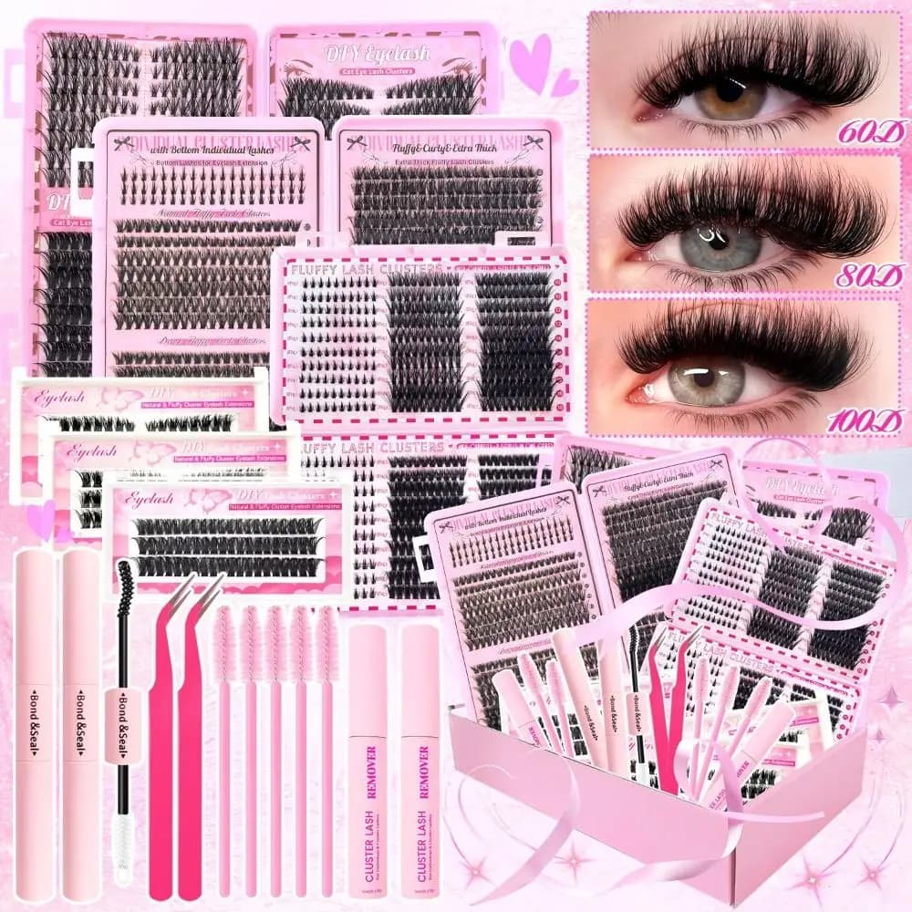 Finte 3D 9-16mm Voluminous Eyelashes, Natural Effect, Extension Kit DIY Eyelashes, Voluminous Moulds, Eye Makeup Tools