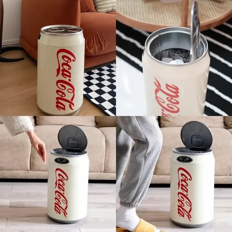 Creative Cola Trash Can Waste Bins Automatic Smart Trash Can Living Room Garbage Collector Toilet Bathroom Cleaning