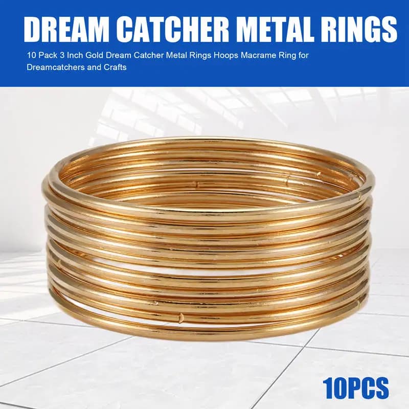 10 Pack 3 Inch Gold Dream Catcher Metal Rings Hoops Macrame Ring For Dreamcatchers And Crafts