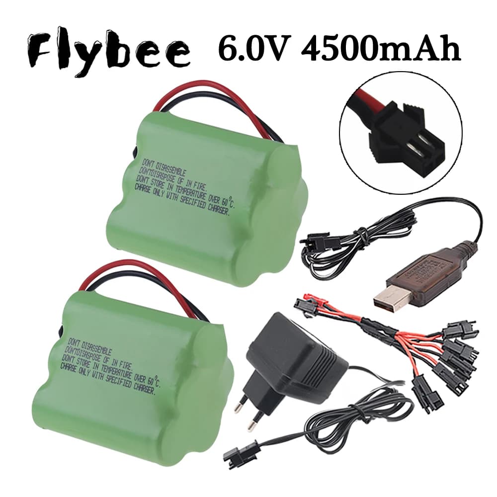 6v 4500mAh Ni-MH Batteria SM Spina e 6v Caricatore Set Per RC Giocattoli Auto Barca camion treno Pistola Robot Parti NIMH AA 6V Batteria