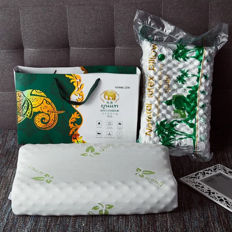 Cuscino in lattice tailandese premium naturale al 100% Federa a due strati Rimosso e lavato Supporto per dormire Lato posteriore e dormienti per lo stomaco