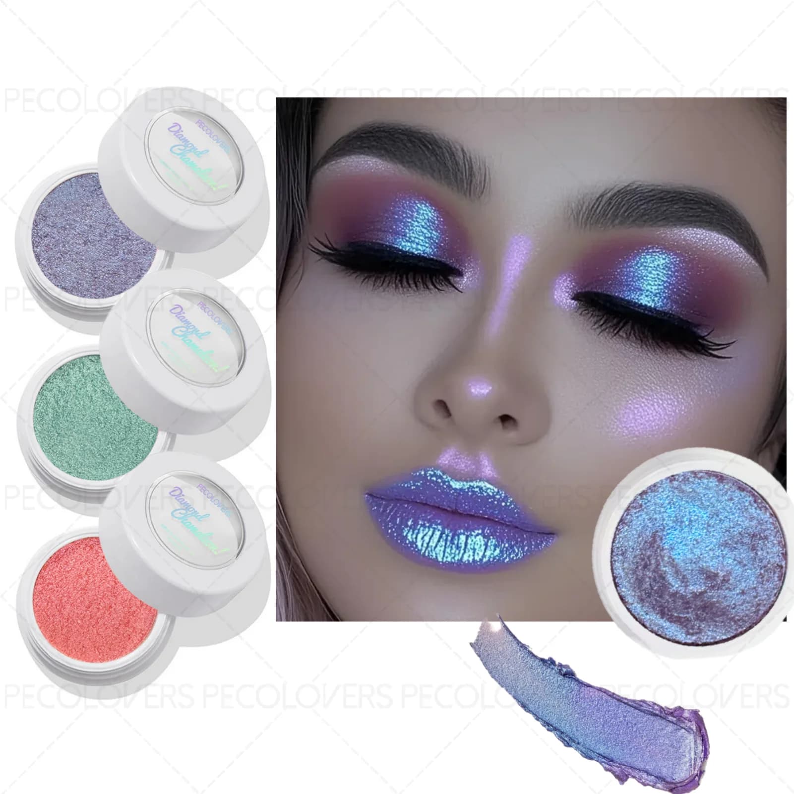Dust umbrella with chameleon glitter - 1 piece, bright pearly glitter, simple to use, look for lazy eyes, Christmas gift idea