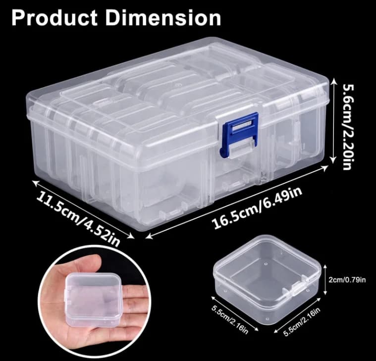 Scatola trasparente per riporre gioielli, per perline nano e perline di diamante - Organizer perfetto per accessori per nail art e gioielli