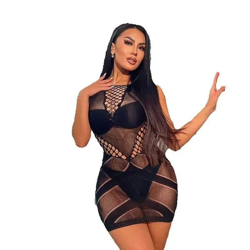 Nuova Lingerie Estiva da Donna, Minigonna a Rete con Scollo sulla Schiena, Body Vestito Corto, Abbigliamento da Notte Femminile