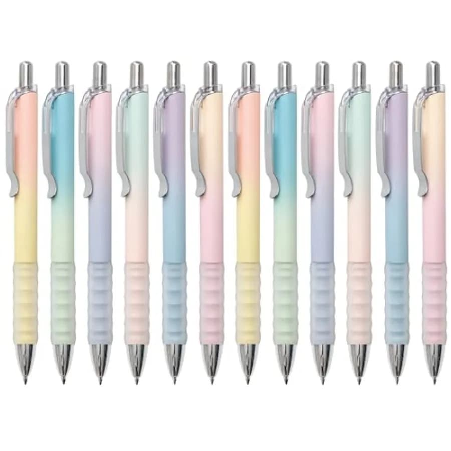 Gel Pens Fine Point 0.7mm Black Ink Gel Pen Retractable Cute Pens for Smooth Writing School Office Supplies, Pack of 12