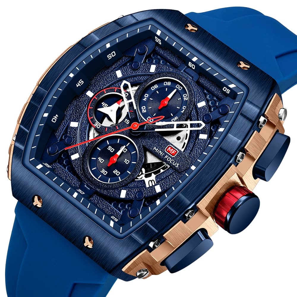 Men's Sports Chronograph Watch with Luminous Hands, Calendar and Strap in Silicone, Men's Watches Business Casual
