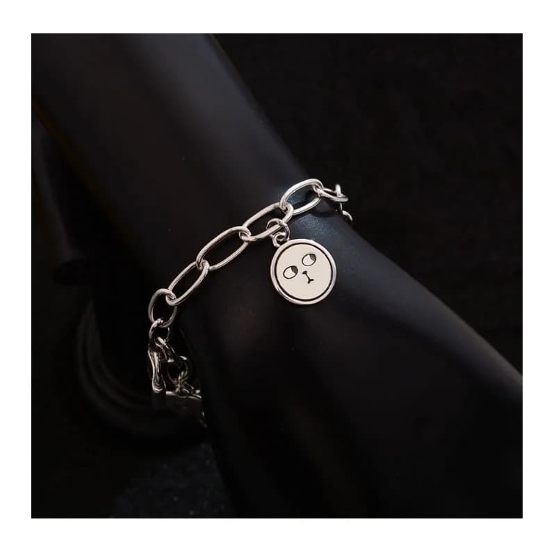 Bracciale con ciondoli a tema cartoni animati in stile coreano, con orsetti e design 'Doubtful Face', dal design 'Cold Wind' femminile, multi-ciondolo, alla moda per la fidanzata