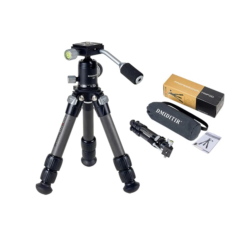 Mini treppiede treppiede in fibra di carbonio con testa a sfera selfie stick supporto per telefono fotocamera per webcam GT21C + Q10