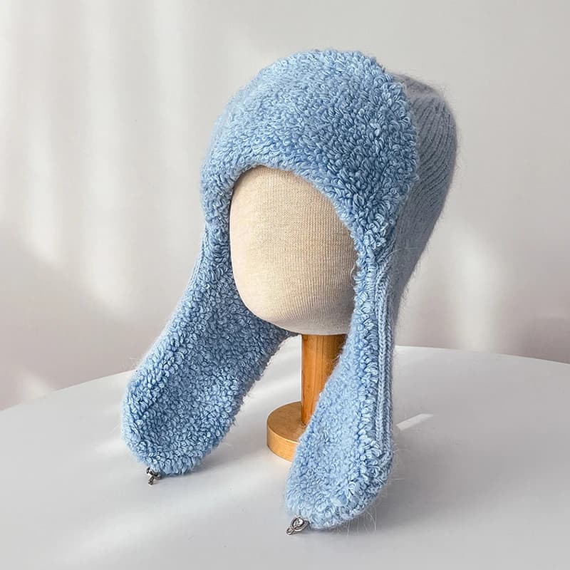 Cappello paraorecchie donna inverno Angora Knit Beanie autunno caldo accessorio da sci per il freddo Sport vacanza all'aperto