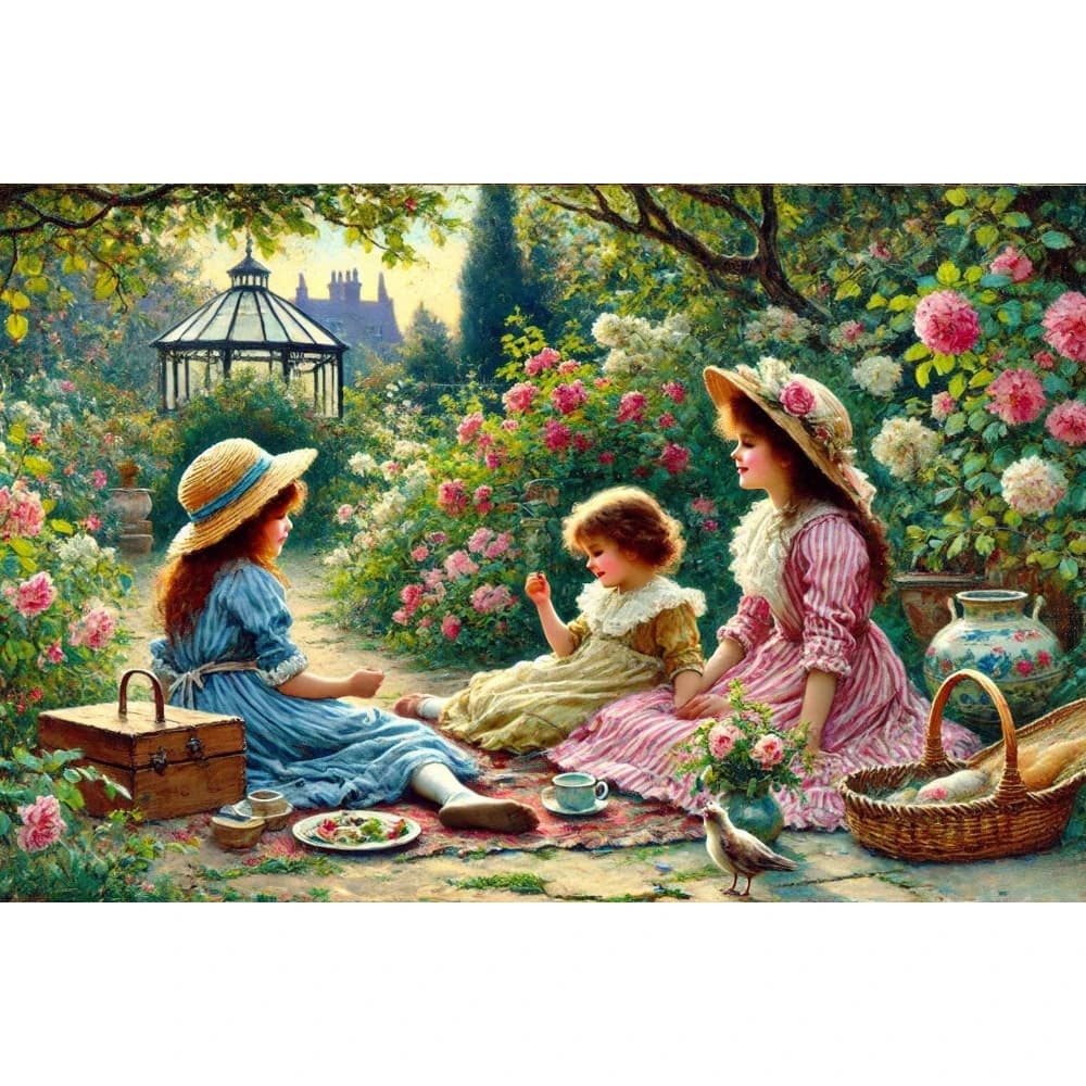 500/1000/1200/2000 PCS Jigsaw Puzzles Children's Picnic in the Garden Family Activity Relaxing Games for Living Room Home Decor