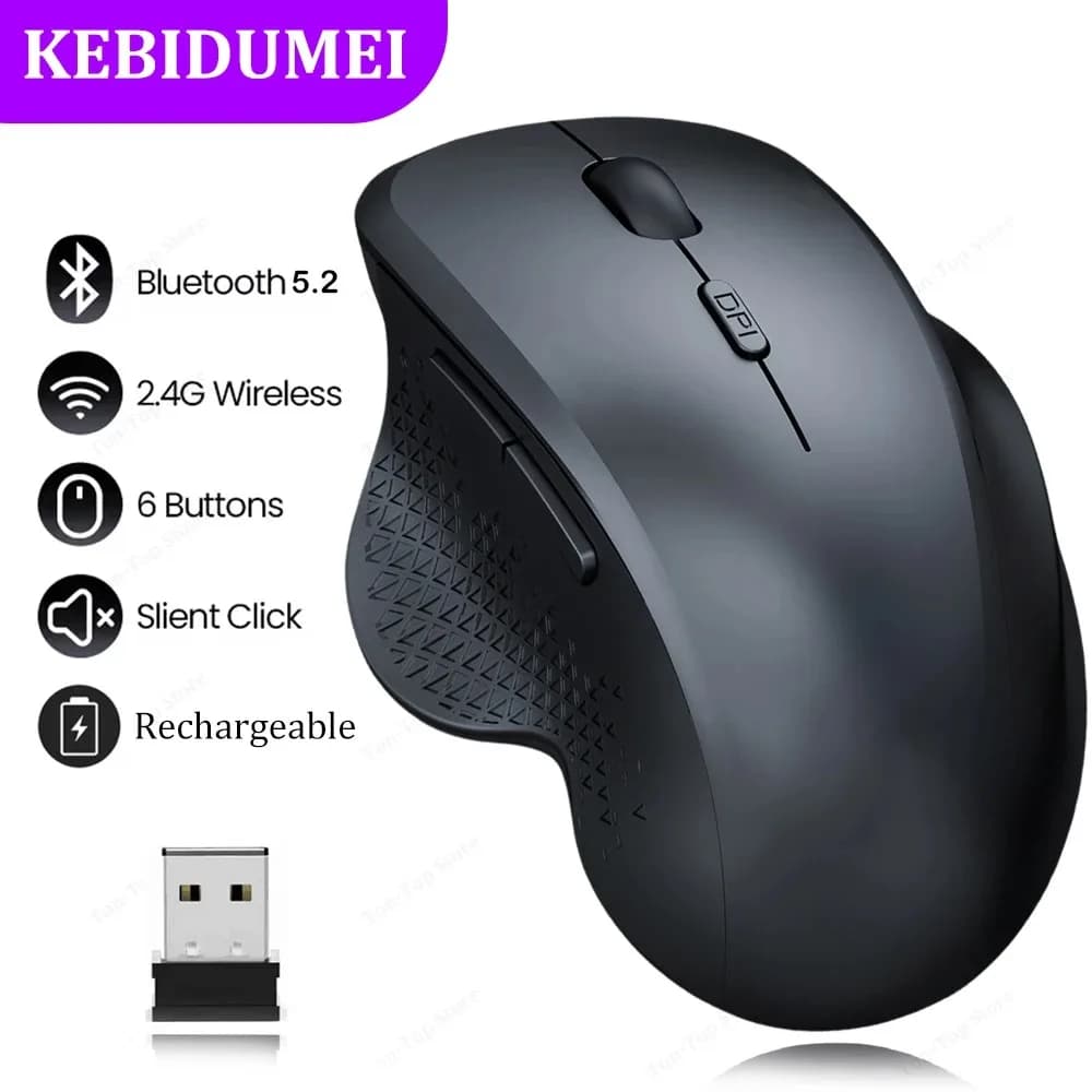 Mouse wireless 2.4G dual-mode Mouse Bluetooth 5.2 Mouse ricaricabile Mouse da gioco 1600 DPI per laptop Tablet Computer Windows MacOS