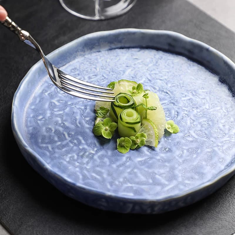 Ceramic Round 8 Inch Steak Plates Europe Classic Style Pigmented Ins Popular Restaurant Home Dinnerware Dishes Food Container