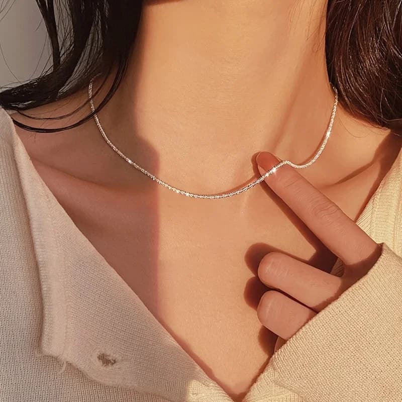 1PC-Collana da donna alla moda, gioiello con catena semplice, adatto per l'uso quotidiano e per banchetti.