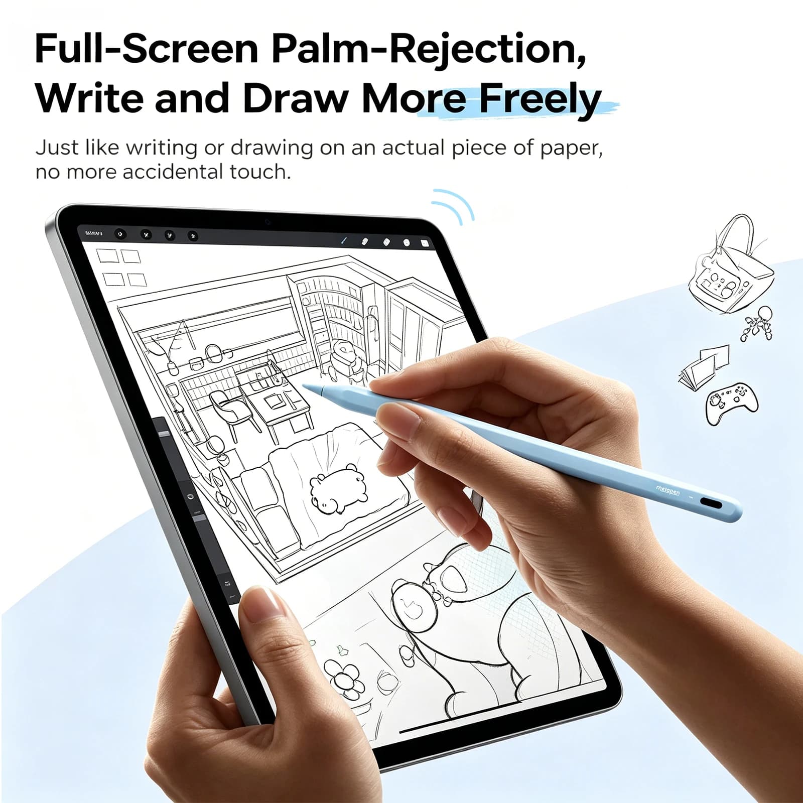 Penna Stilo MetaPen A8 per Apple iPad 11/10/9/8/7/6 Gen, Penna per Tablet con Adsorbimento Magnetico Air5/4/3 iPad Pro 11/13 2018-2026