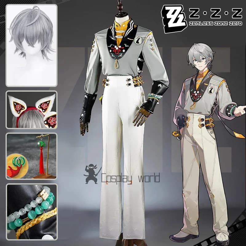 Zenless Zone Zero Wise Cosplay Costume Wig Dress Hair Band Earrings Distinctive Punches for Men Woman Soaring Gru Proxy Phaethon Party