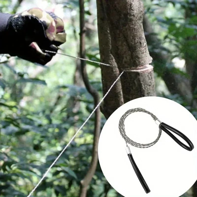 1pc Leather Cover Stainless Steel Wire Saw Wilderness Survival Outdoor Camping Hike Mini Hand Pulled Rope Saw Survival Equipment