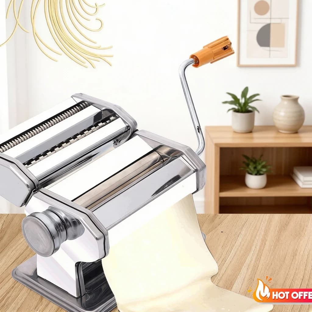 Macchina manuale per pasta, 3-in-1 per uso domestico, tagliapasta e macchina per arrotolare la pasta, facile da usare per pasta fresca