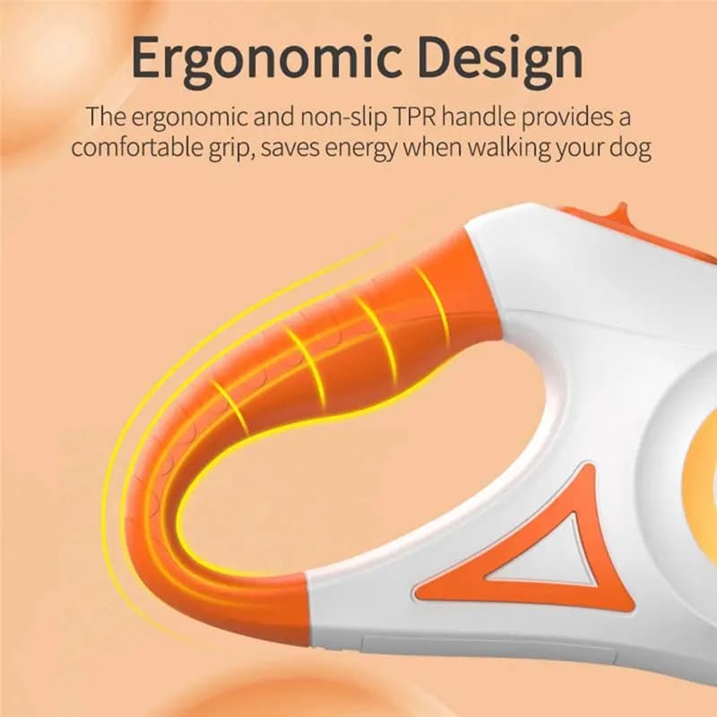 Guinzaglio retrattile per cani HLZS-5M con torcia a LED, guinzaglio in nylon resistente, controllo regolabile per passeggiate e corsa con animali domestici