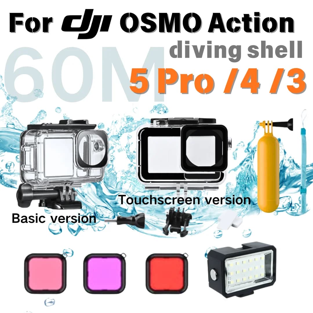 Diver 60M Waterproof Housing Protective shell for DJI OSMO Action 5Pro Action 3 4 Accessories for sports cameras
