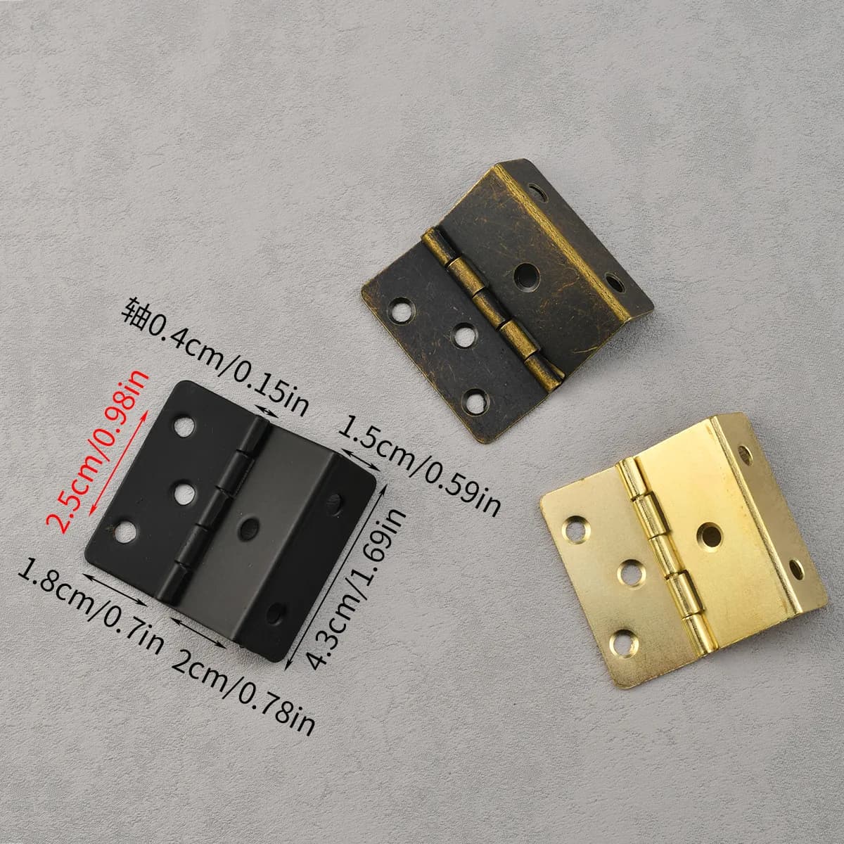 Cerniera in ferro antico a tre pieghe grande da 43mm cerniera ad angolo retto a tre pieghe a 6 fori per scheda da 18mm