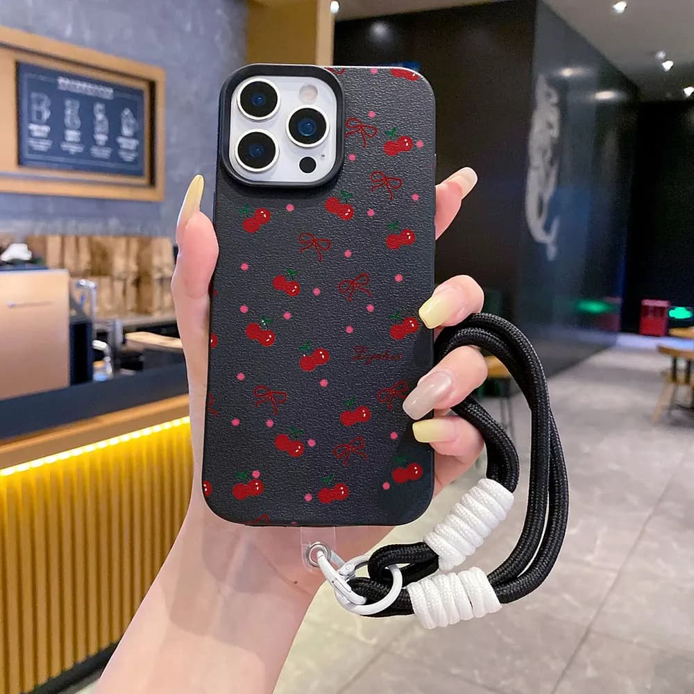 Red Cherry Bow INS Bumper Phone Case For iPhone 17 16 14 15 11 12 13 Pro Max X XR XS 16 15 14 Plus 17 Air Silicone Matte Cover