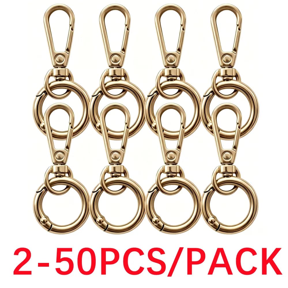 2-50Pcs Double Opening Swivel Clasp Clips, Metal Swivel Spring Snap Hooks, Key Chain Clip with Key Ring for DIY Keys