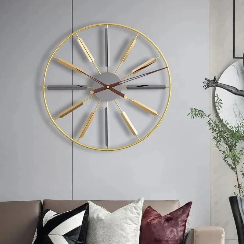 Wall Decoration Living Room Clock Modern Home Decor Ornaments Modern Simple Light Luxury Porch Dining Room Metal Clock Pendant